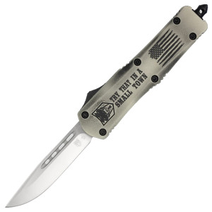 CobraTec Medium FS-3 OTF Knife 3" Plain Drop Point "Try That in a Small Town"