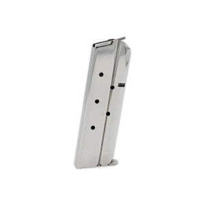 This stainless 10mm magazine is designed for Kimber Custom and Pro models. Pre-drilled for base pad installation. 1911 MAGAZINE SPECIFICATIONS Type: Magazine Caliber: 10mm Capacity: 8Rd Color: Silver Fit: Kimber Custom and Pro