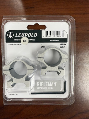 Leupold Rifleman Scope Rings 1" Medium Satin Silver 55860