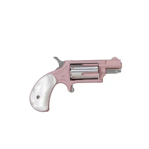 NAA 22M Rose Handgun .22 WMR 5rd Capacity 1.13″ Barrel Bird Head Pearl Grip Pink Cerekote