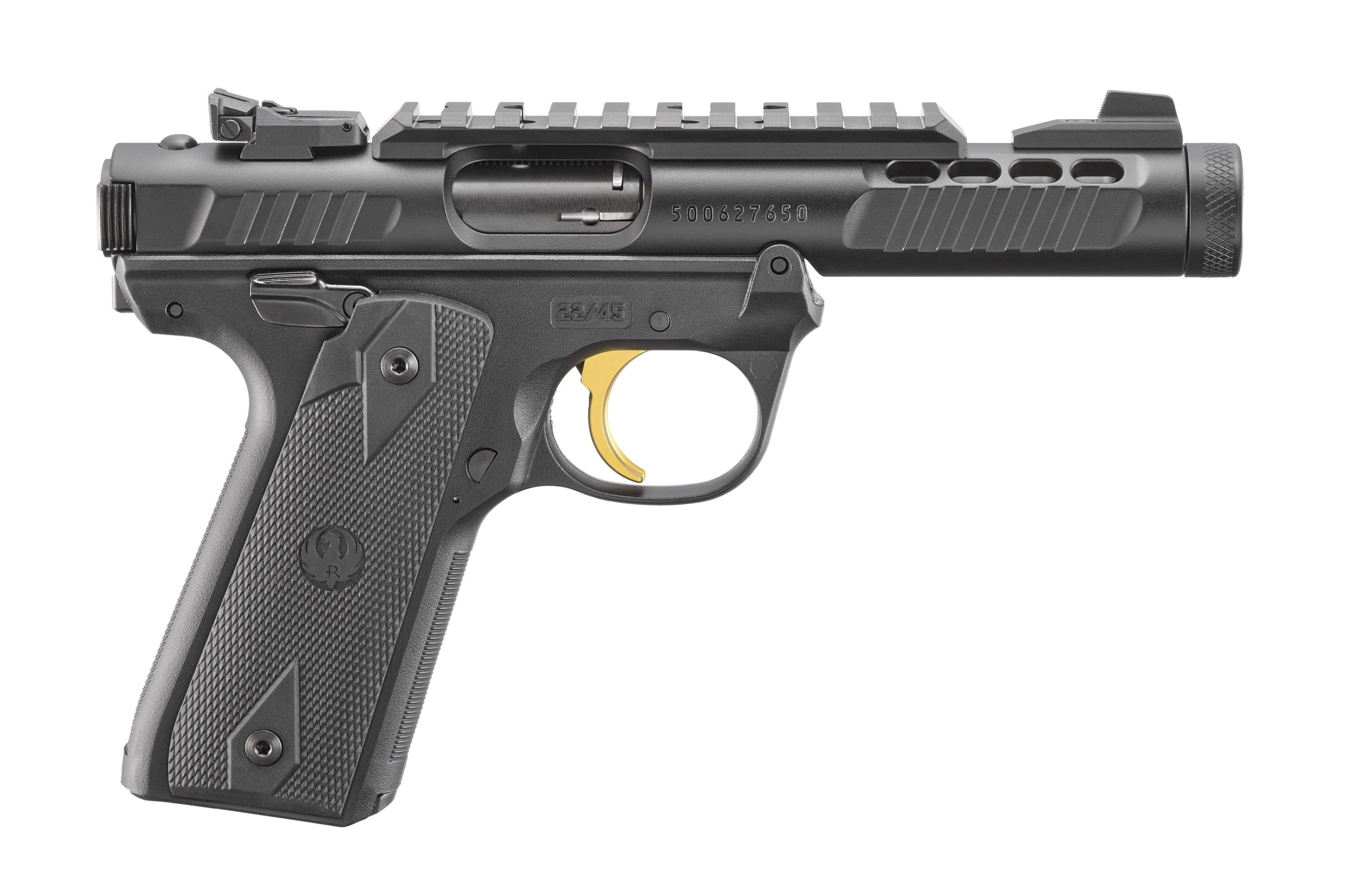 Ruger Mark IV 22/45 Lite Black .22 LR 4.4″ Barrel 10-Rounds Gold Trigger Ruger Mark IV 22/45 Lite Black .22 LR 4.4" Barrel 10-Rounds Gold Trigger