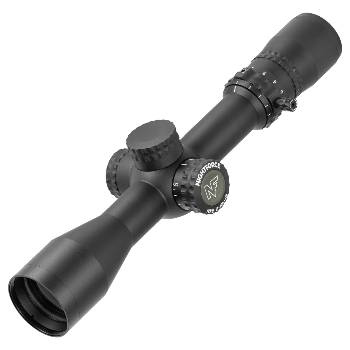 Nightforce NX6 2-12x42mm F2 Capped W/E .250 MOA DigIllum 4A-i Second Focal Plane Reticle Riflescope C732 Nightforce NX6 2-12x42mm F2 Capped W/E .250 MOA DigIllum 4A-i Second Focal Plane Reticle Riflescope C732